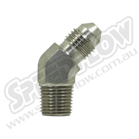 Speedflow AN Flare to NPT Steel 45 Degree Adapter