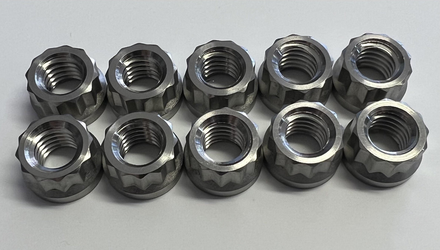 BK Titanium 12 Point Front Hub Nut Set