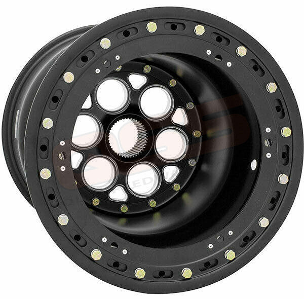 Weld Right Rear Wheel 15" x 17" x 5" With Double Bead-Loc 6 Dzus cover - All Black