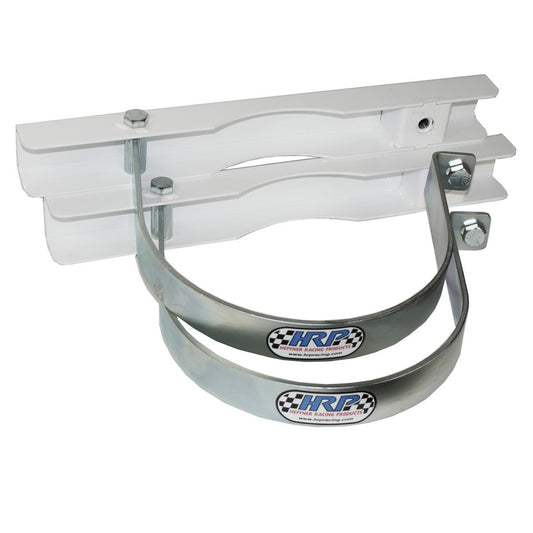 HRP 9in Plated Clamp Nitrogen Bottle Holder White Powder Coated Mount Bracket