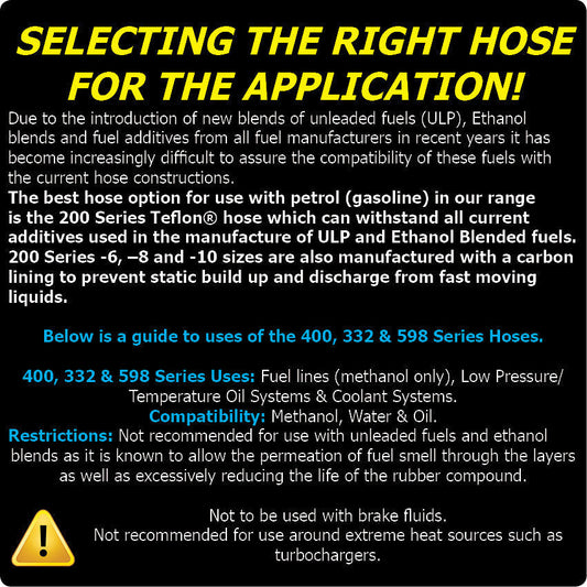 Speedflow 598 Series AQP Socketless Pushlock Hose -4 to -12 ~ Black