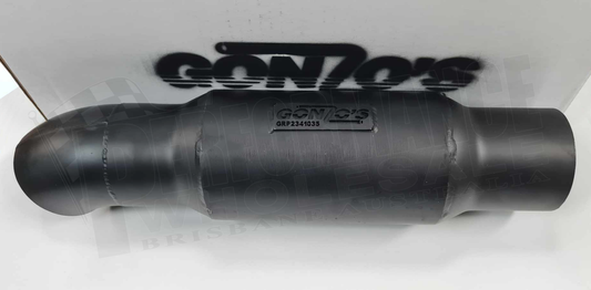 Gonzo Racing Muffler 3.5" in/out, Standard Entry, With Turndown