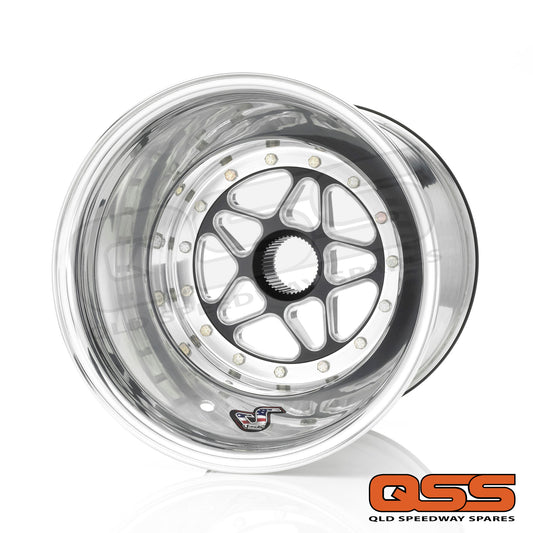 Sander Engineering 15-156-SI1 Splined Mount Sprintcar Rear Wheel 15" x 15" x 6" With Inside #1 Beadlock