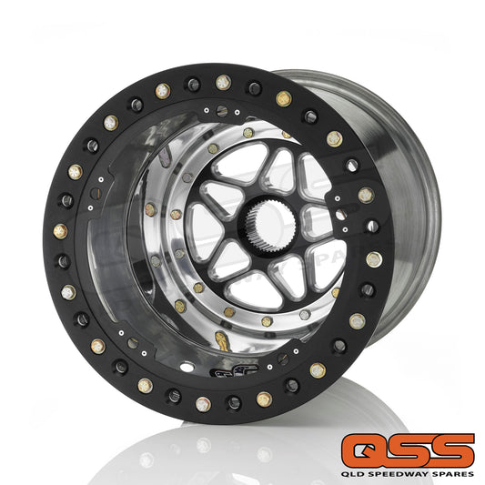 Sander Engineering 15-176-SO2 Splined Mount Sprintcar Rear Wheel 15" x 17" x 6" With Outside #2 Beadlock