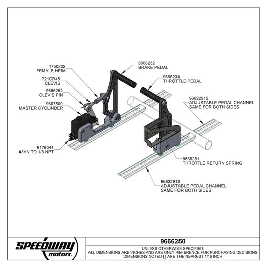 EMi Eagle Motorsports Micro Sprint Adjustable Pedal Assembly