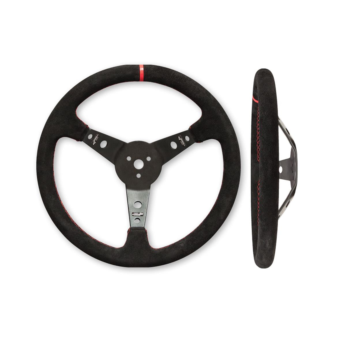 Longacre 15" Aluminum Dished Racing Wheel, Suede Wrapped - Black