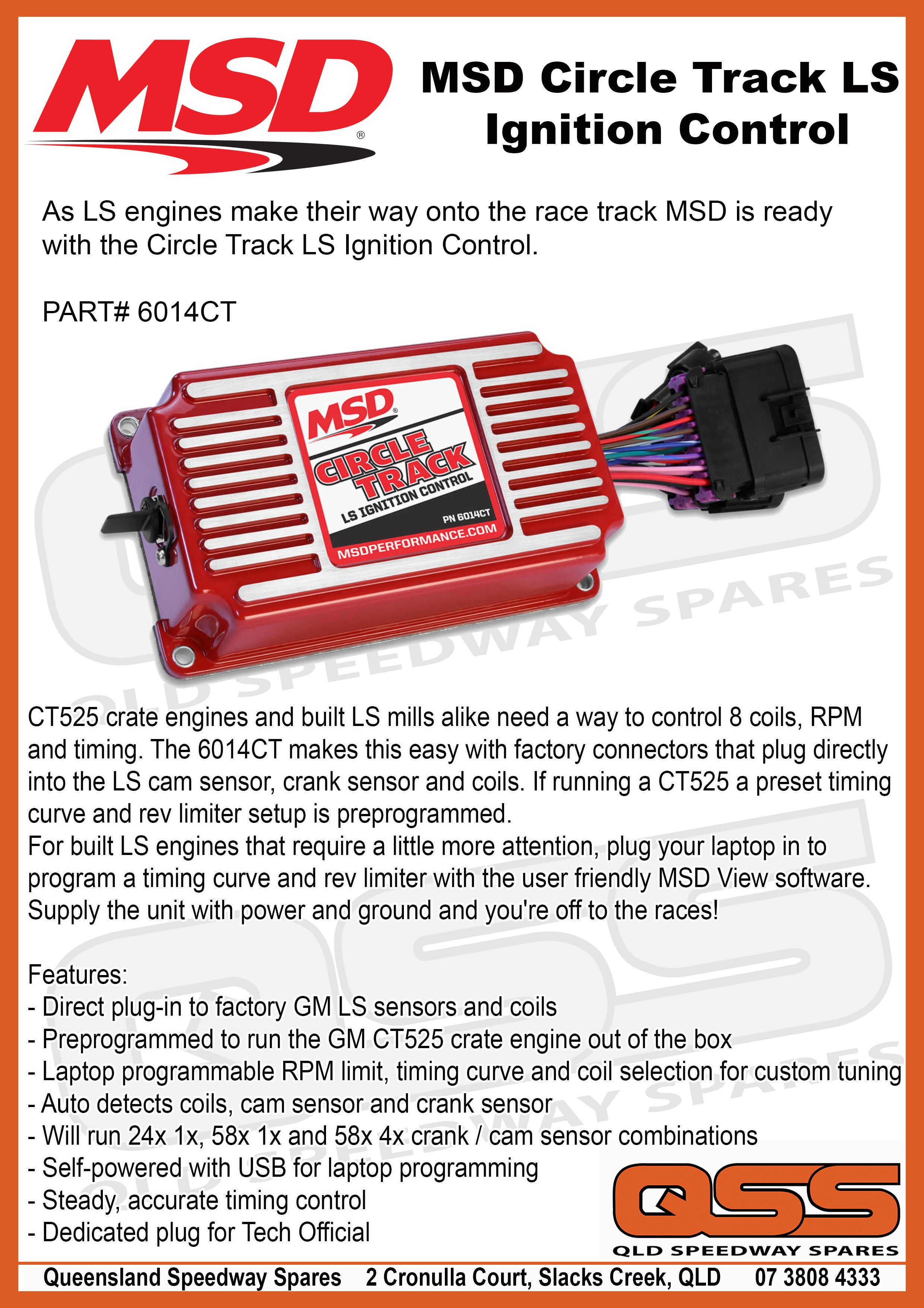 Ls Control Kit MSD Circle Track LS Ignition Control System Suit CT525 Engine ...