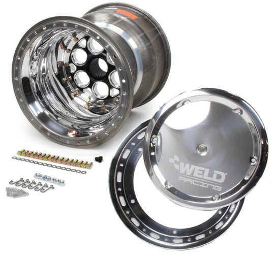 Weld Right Rear Wheel 15" x 18" x 6" W/Bead lock - 6 dzus cover - Black Hub